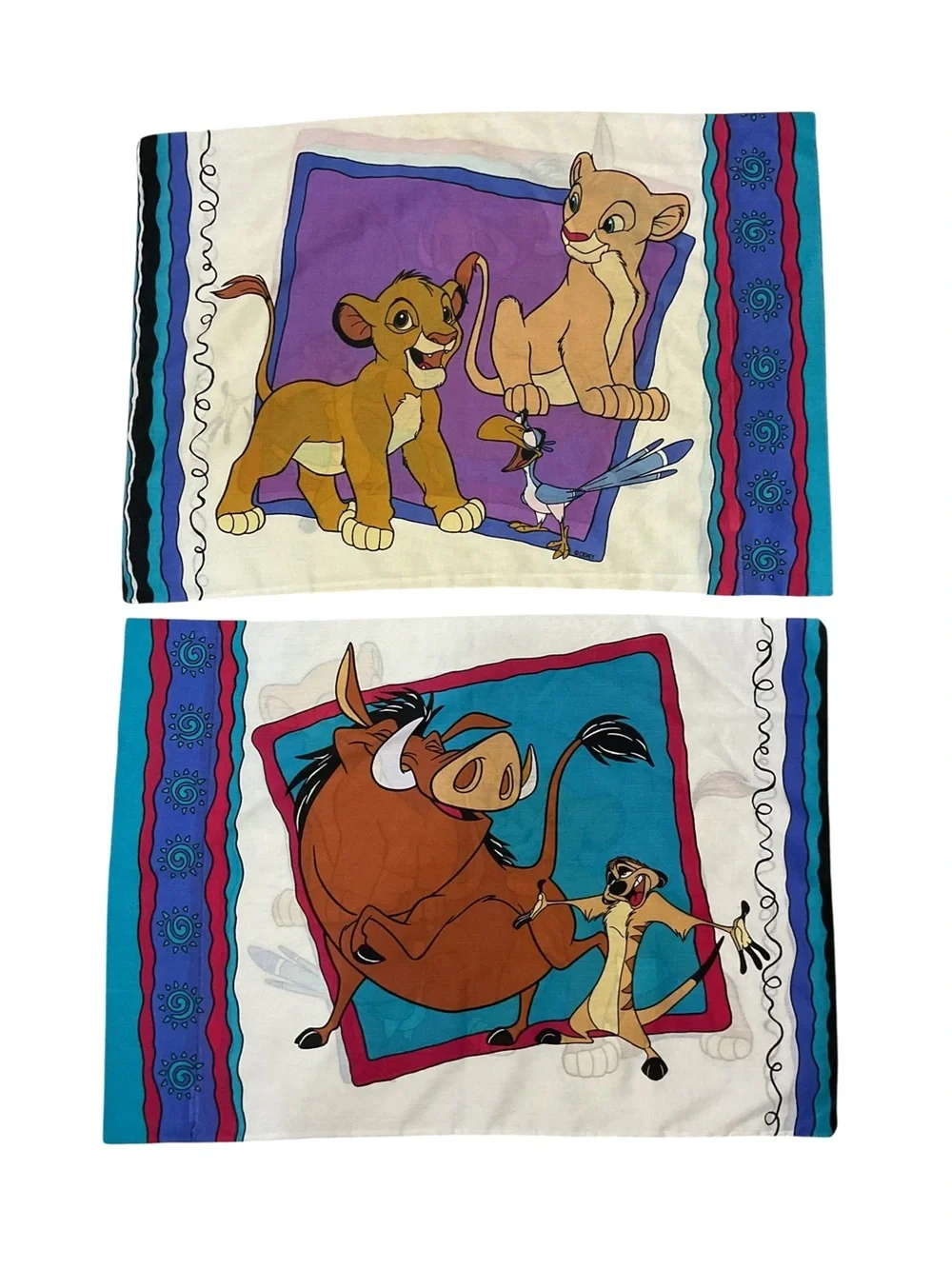 Vintage Disney The Lion King Pillowcases Set of 2 Simba Nala Timon Pumbaa